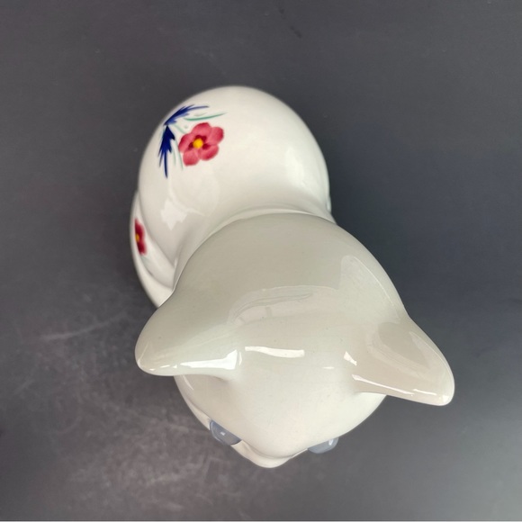 Elpa Ceramic Floral Cat Figurine Statue Kitten Kitty Alobaca Portugal Vintage - Picture 10 of 12